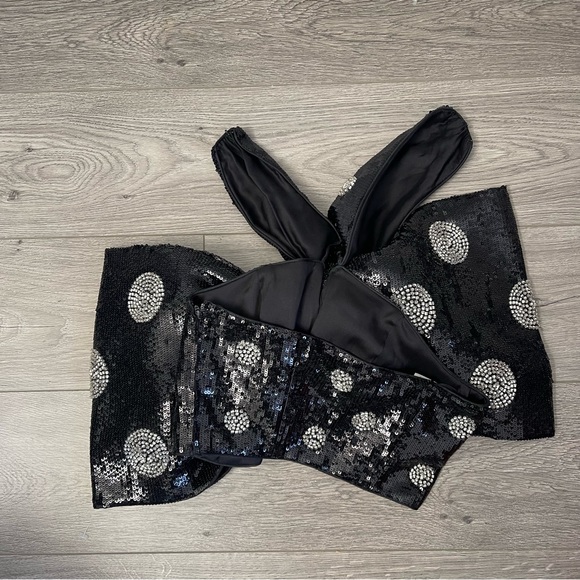 H&M Collection Sequin Bow Top Black Size 4 - Picture 4 of 7